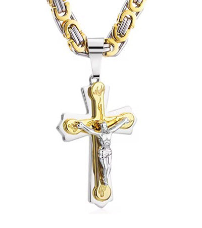 crusifix gold and silver chain